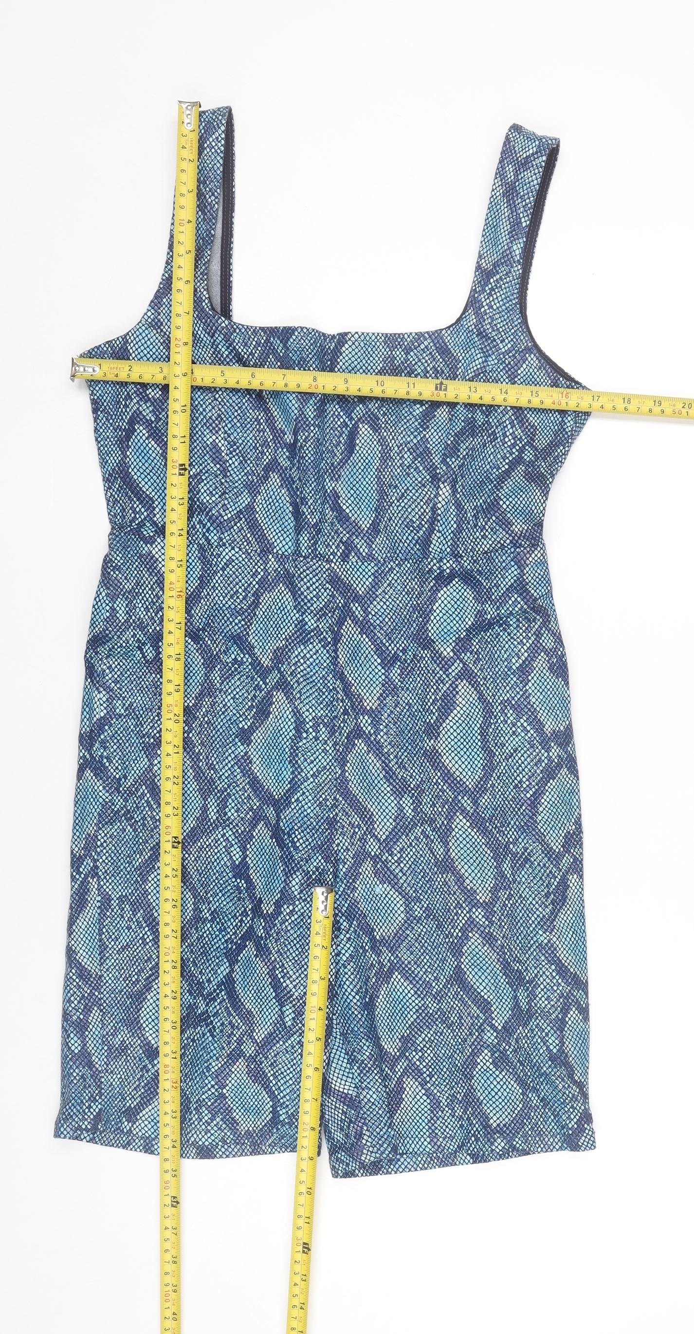 ASOS Women Blue Animal Print Sleeveless Playsuit UK 12
