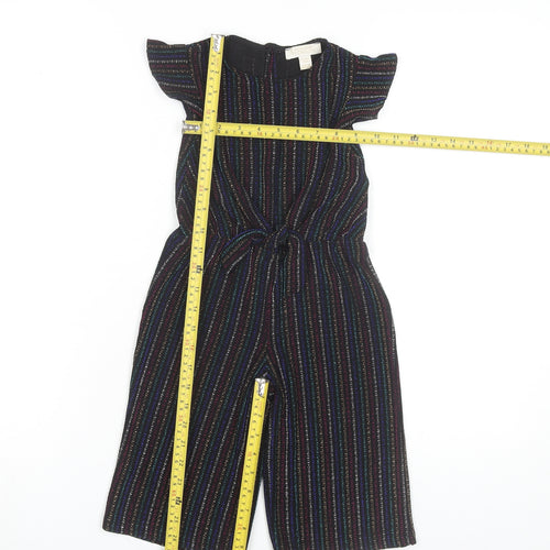 Primark Girls Black Striped Party Jumpsuit 4-5Y Short Sleeve Knitwear