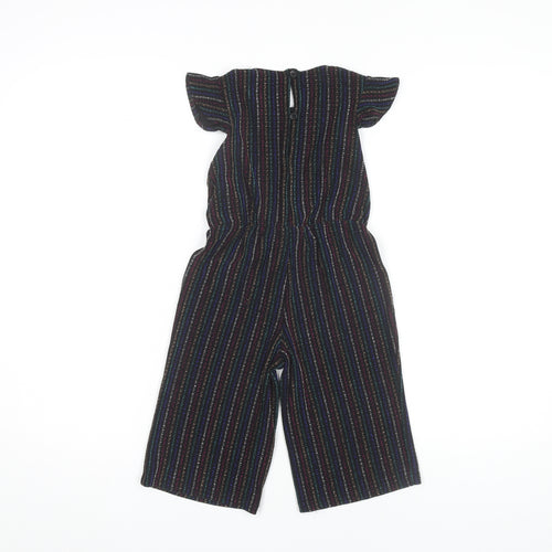 Primark Girls Black Striped Party Jumpsuit 4-5Y Short Sleeve Knitwear
