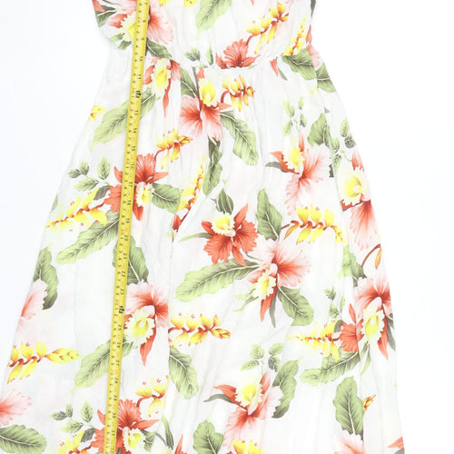 Warehouse Women’s Multicoloured Floral Strapless Midi Dress UK 10