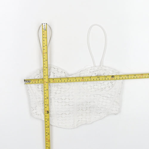 Bershka Women White Lace Camisole Tank Top L Party Summer