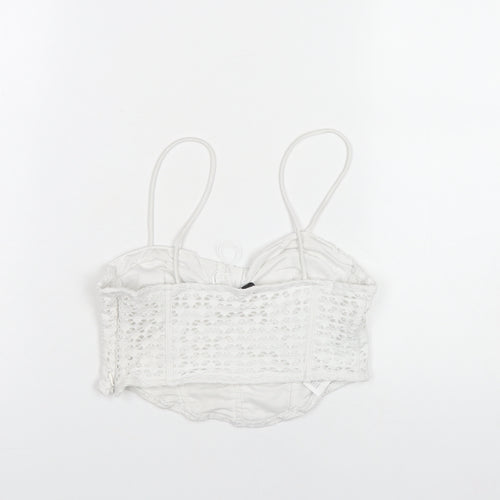 Bershka Women White Lace Camisole Tank Top L Party Summer