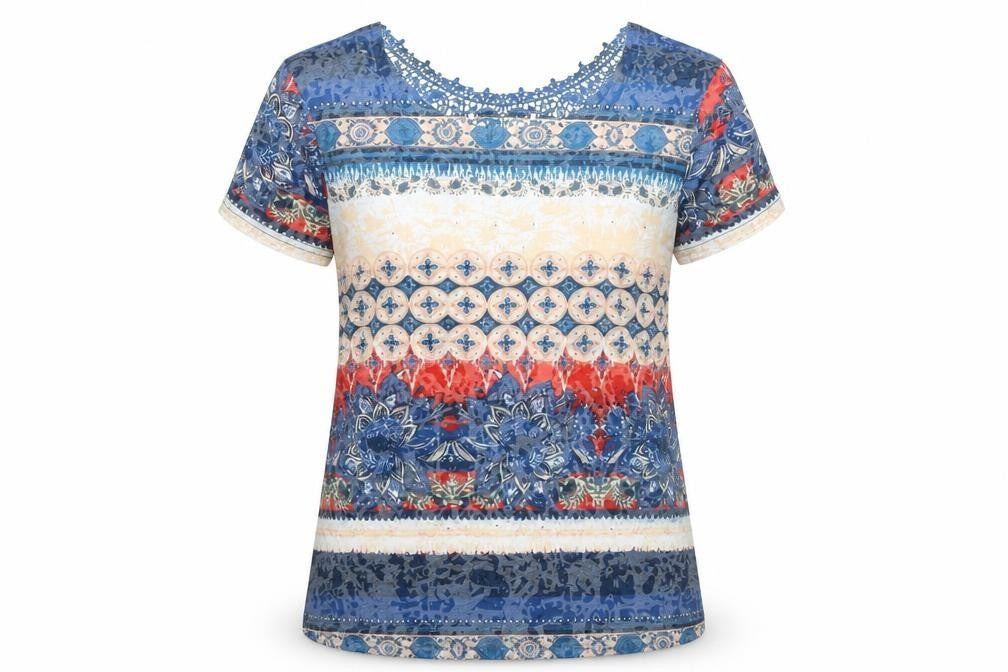 Front view of Just Elegance women’s multicoloured scoop neck tunic t-shirt s