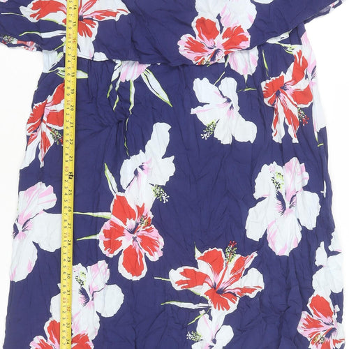 Anthology Women’s Blue Floral Midi Slip Dress Size 18 Viscose