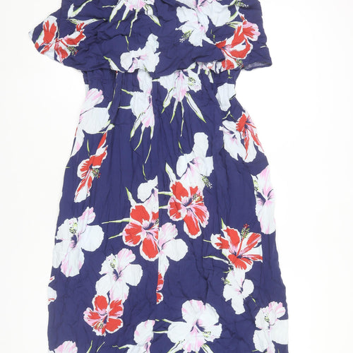 Anthology Women’s Blue Floral Midi Slip Dress Size 18 Viscose