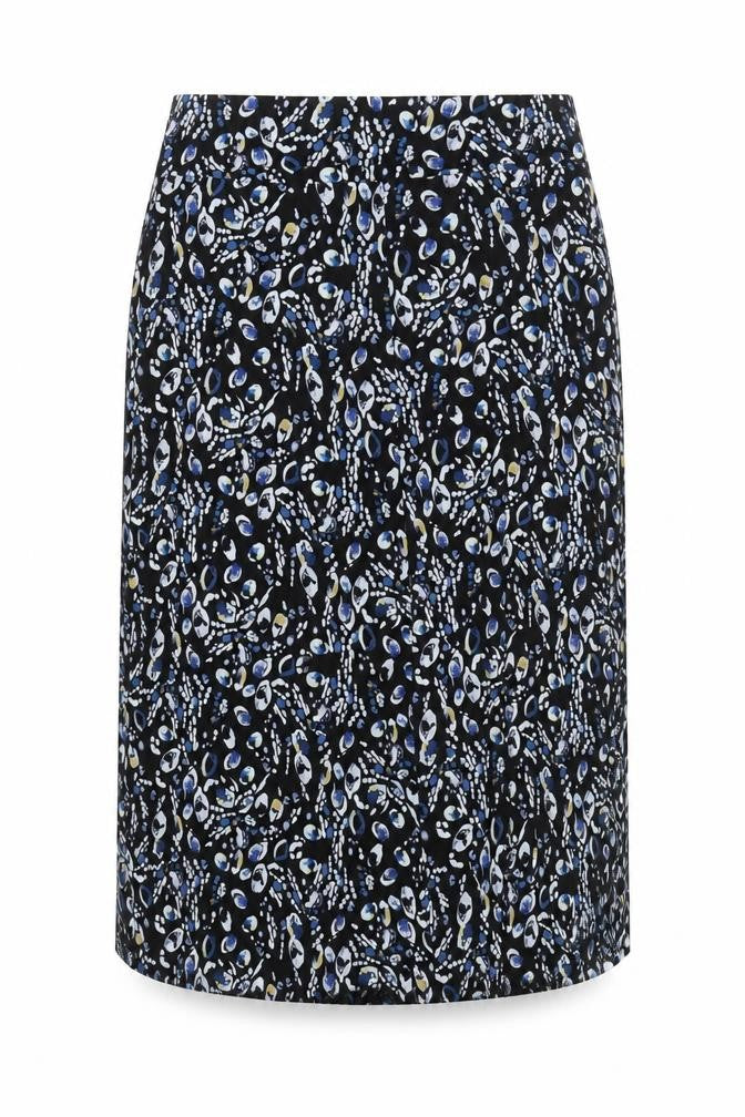 David Nieper Womens Black Blue Floral Stretch Pencil Skirt Size 14