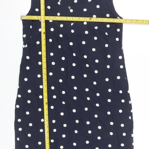 Marks and Spencer Women Blue Polka Dot Linen Blend Shift Dress Size 10