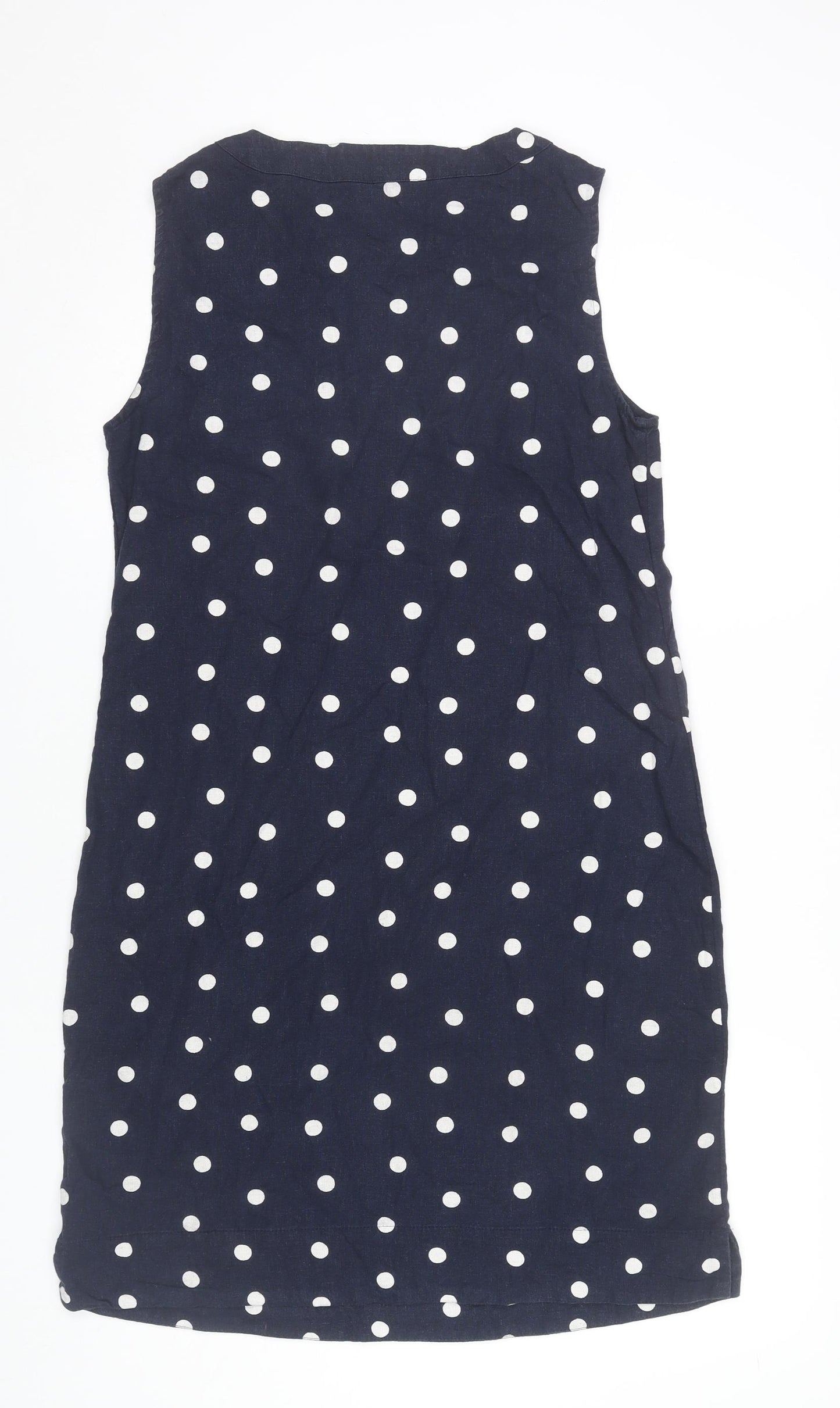 Marks and Spencer Women Blue Polka Dot Linen Blend Shift Dress Size 10