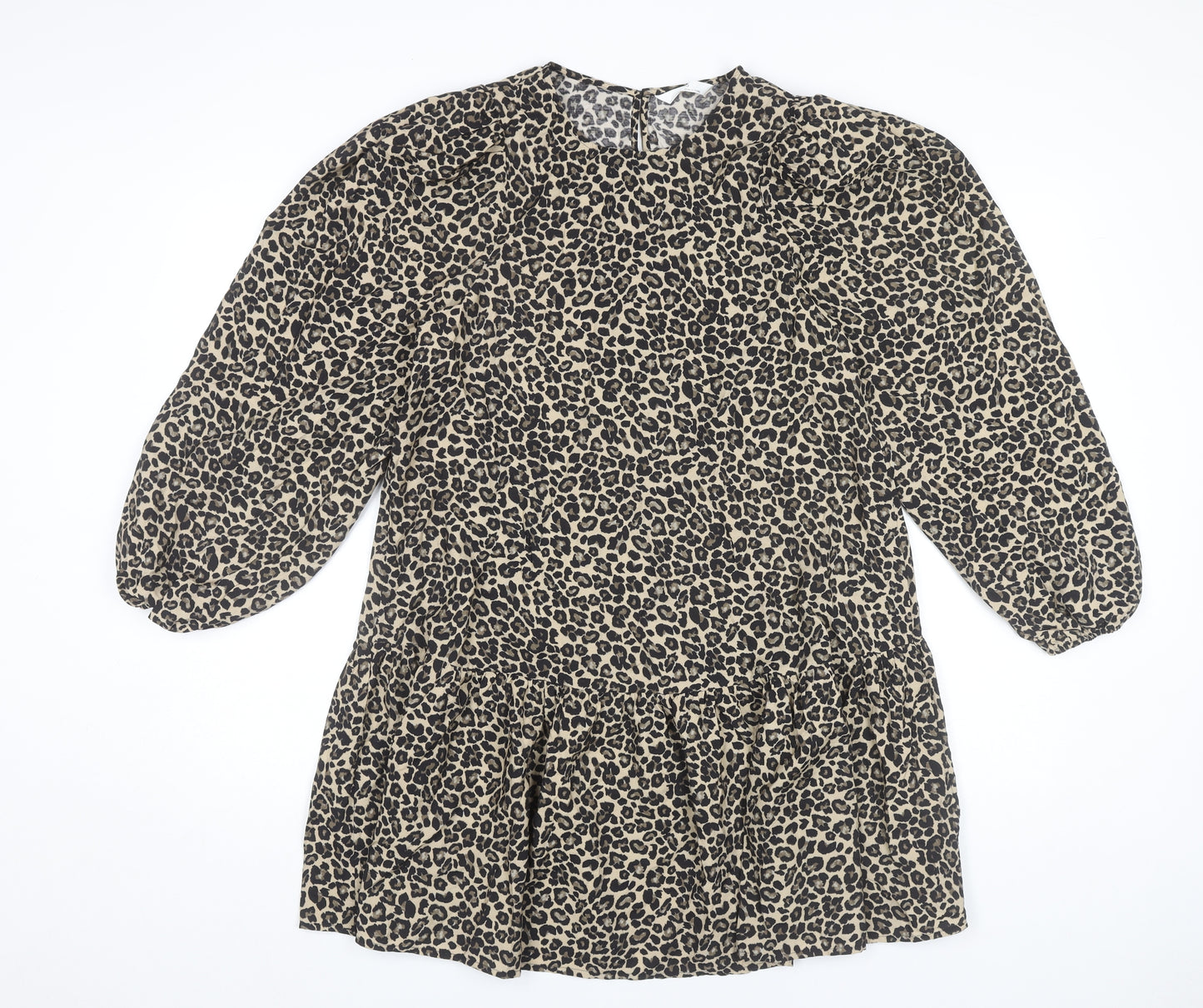 Marks and Spencer Girls Beige Black Animal Print Shift Dress 12-13Y