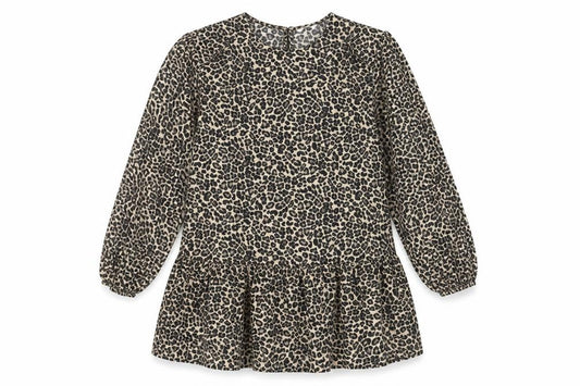 Marks and Spencer Girls Beige Black Animal Print Shift Dress 12-13Y