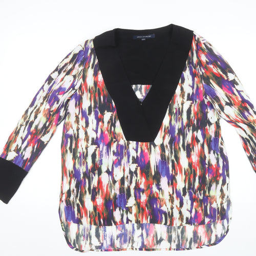 French Connection Womens Multicoloured Size 12 Viscose Long Sleeve Tunic Blouse