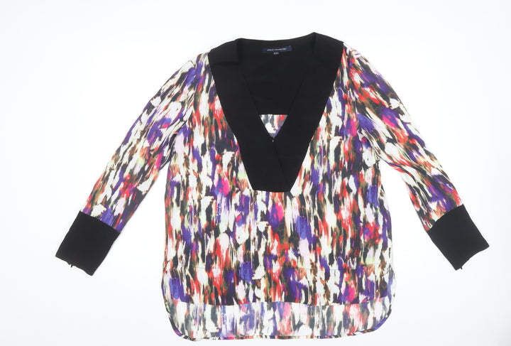 French Connection Womens Multicoloured Size 12 Viscose Long Sleeve Tunic Blouse