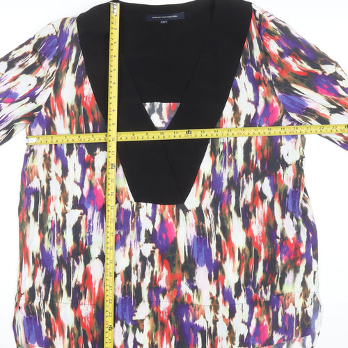 French Connection Womens Multicoloured Size 12 Viscose Long Sleeve Tunic Blouse
