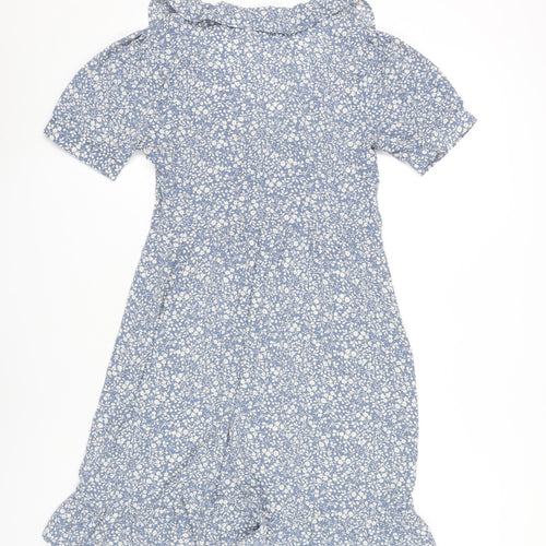 Brave Soul Women’s Blue Floral XS Wrap Dress Short Sleeve Summer
