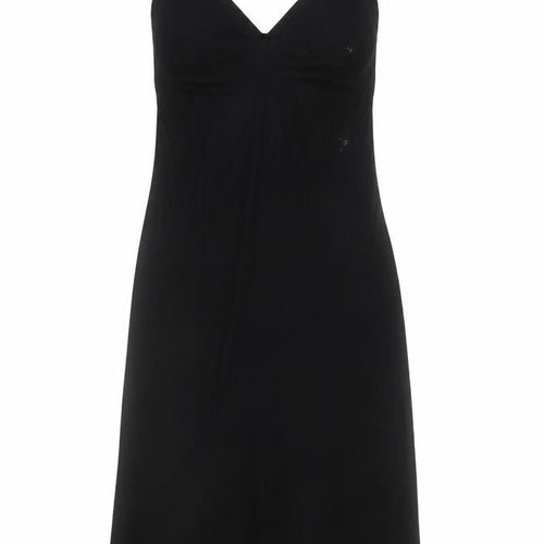 Zara Women Black XS Slip Dress Strappy Velvet Party Cocktail