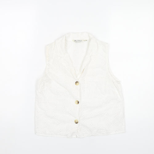 Miss Selfridge Womens White Cotton Sleeveless Blouse UK 8