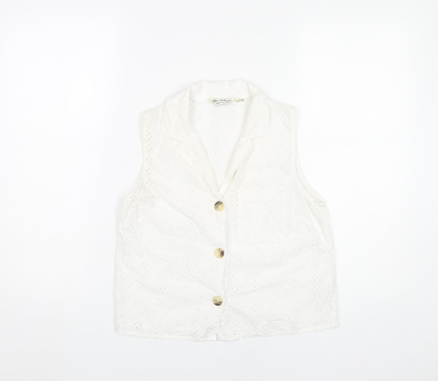 Miss Selfridge Womens White Cotton Sleeveless Blouse UK 8