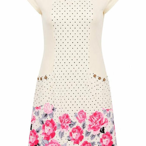 Alice Collins Womens Ivory Floral Polka Dot Shift Dress Size 8