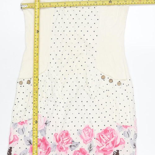 Alice Collins Womens Ivory Floral Polka Dot Shift Dress Size 8
