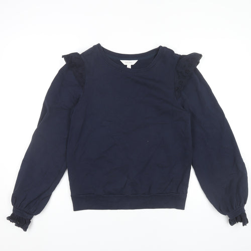 Marks and Spencer Women’s Navy Sweatshirt Size 8 Cotton Ruffle