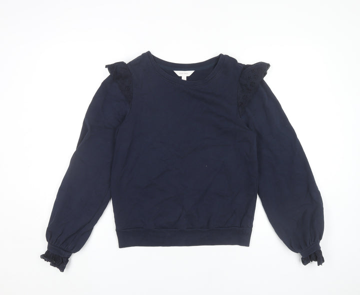 Marks and Spencer Women’s Navy Sweatshirt Size 8 Cotton Ruffle