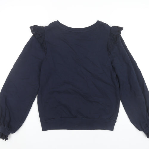 Marks and Spencer Women’s Navy Sweatshirt Size 8 Cotton Ruffle