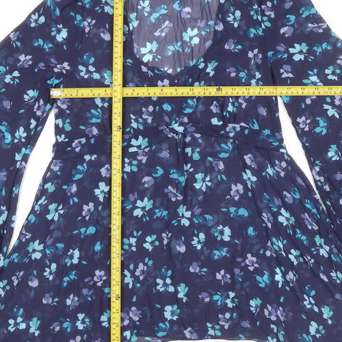Marks and Spencer Per Una Womens Blue Floral Tunic Blouse Size 10