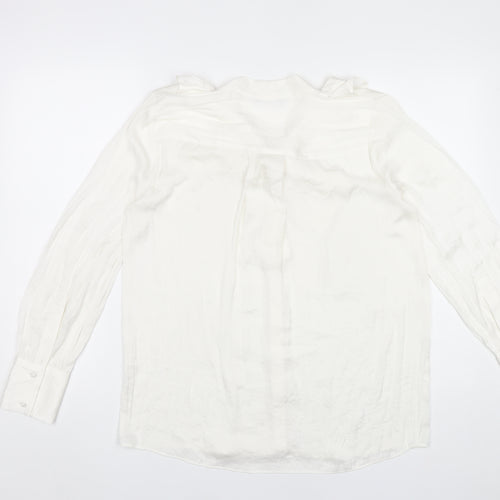 Marks and Spencer Women’s White Viscose Blouse Size 12 Long Sleeve