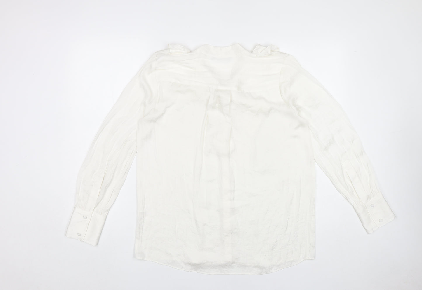Marks and Spencer Women’s White Viscose Blouse Size 12 Long Sleeve