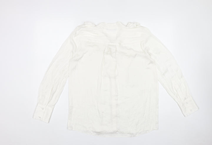 Marks and Spencer Women’s White Viscose Blouse Size 12 Long Sleeve