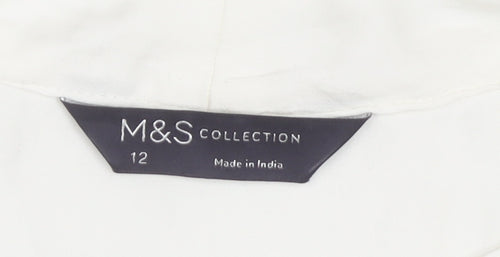 Marks and Spencer Women’s White Viscose Blouse Size 12 Long Sleeve