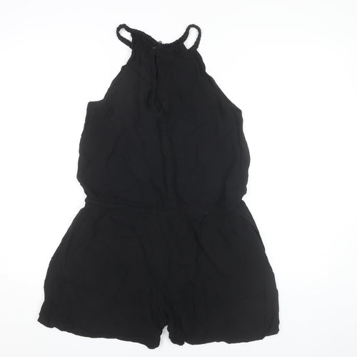 GAP Women Black Medium Halter Neck Sleeveless Playsuit Summer