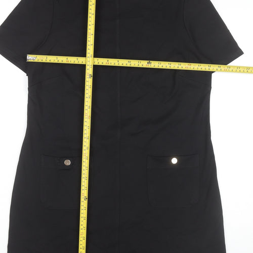 Et Vous Womens Black Size 12 Shift Dress Short Sleeve Workwear