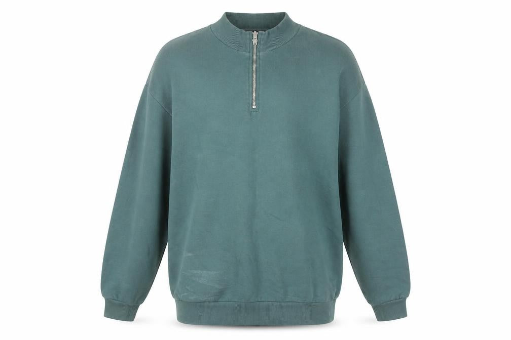 Front view of ASOS Men’s Green XS 1/4 Zip Mock Neck Sweatshirt