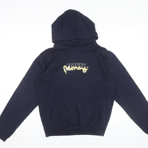 Money Boys Blue Pullover Hoodie 10-11 Years Logo Graphic Print