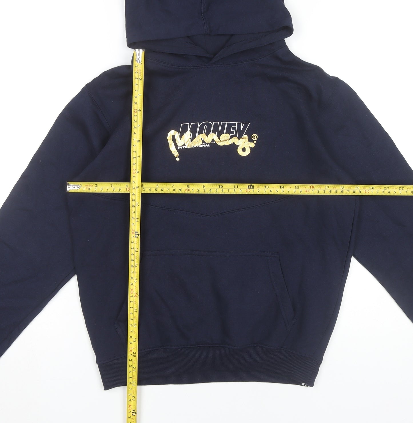 Money Boys Blue Pullover Hoodie 10-11 Years Logo Graphic Print