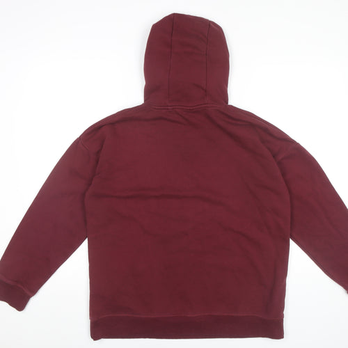 Next Women’s Burgundy Hoodie UK 14 Pullover Bonjour Print
