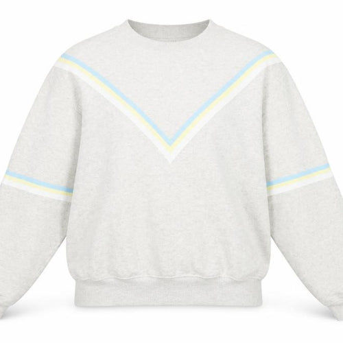 Hush Women’s Grey Cotton Sweatshirt Small Retro Stripe Crew Neck