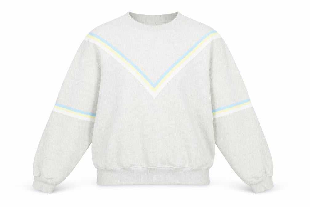 Hush Women’s Grey Cotton Sweatshirt Small Retro Stripe Crew Neck