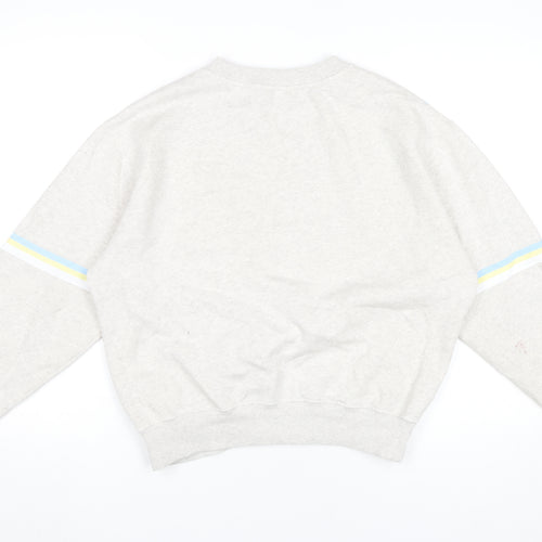 Hush Women’s Grey Cotton Sweatshirt Small Retro Stripe Crew Neck