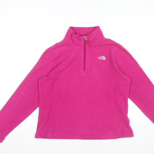 The North Face Girls Pink Fleece Sweatshirt XL (18 Years) 1/4 Zip Pullover