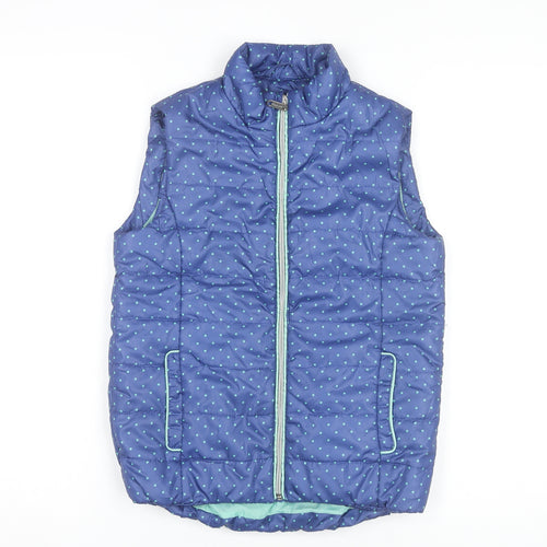 Reserved Girls Blue Polka Dot Puffer Waistcoat 9-10 Years Sleeveless Vest