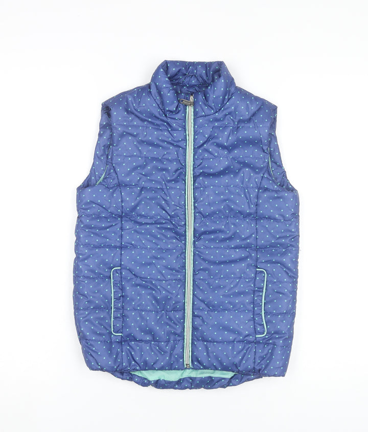 Reserved Girls Blue Polka Dot Puffer Waistcoat 9-10 Years Sleeveless Vest