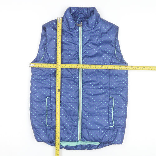 Reserved Girls Blue Polka Dot Puffer Waistcoat 9-10 Years Sleeveless Vest