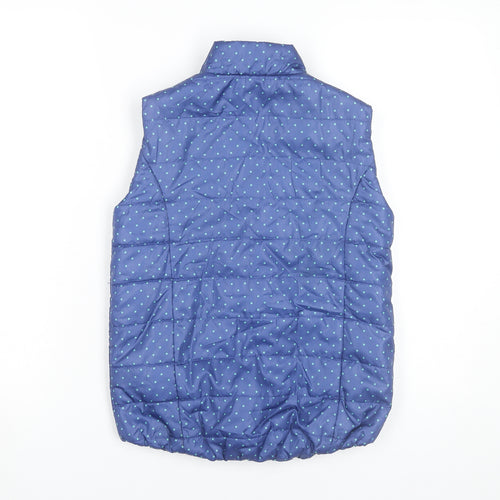 Reserved Girls Blue Polka Dot Puffer Waistcoat 9-10 Years Sleeveless Vest