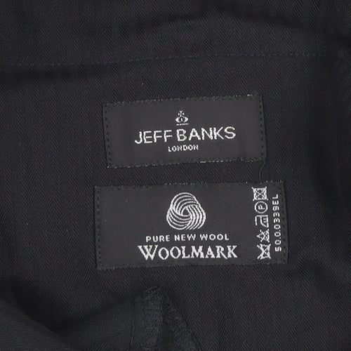 Jeff Banks Men's Black Wool Dress Pants 42in Waist Regular Fit