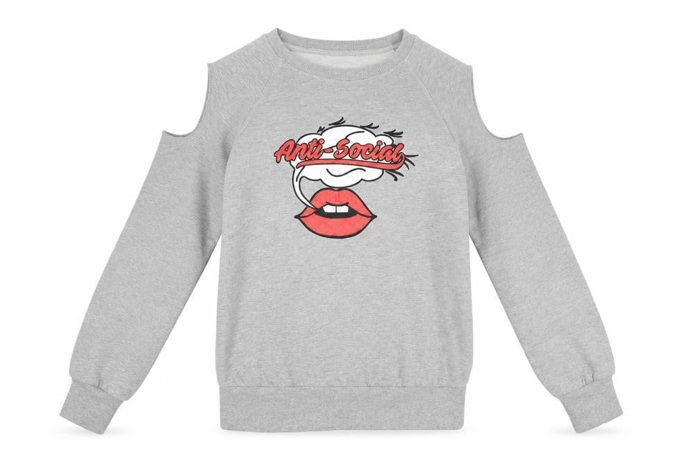 Front view of Oh My Days women’s grey graphic pullover sweatshirt uk 8
