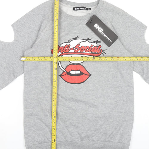 Oh My Days Womens Grey Graphic Pullover Sweatshirt UK 8