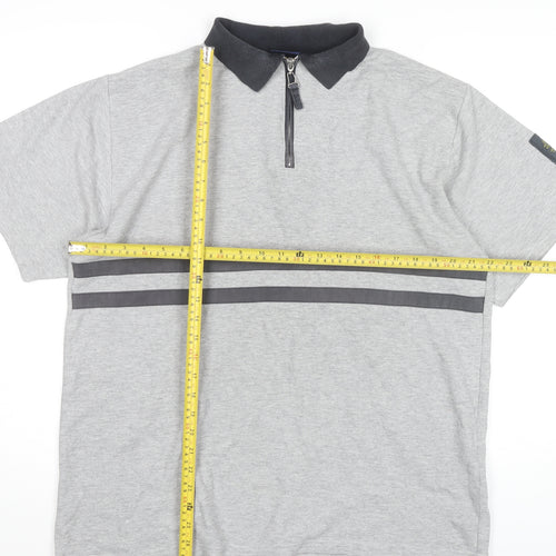 Off Shore Equipment Men’s Grey Polo Shirt L Vintage Zip Collar