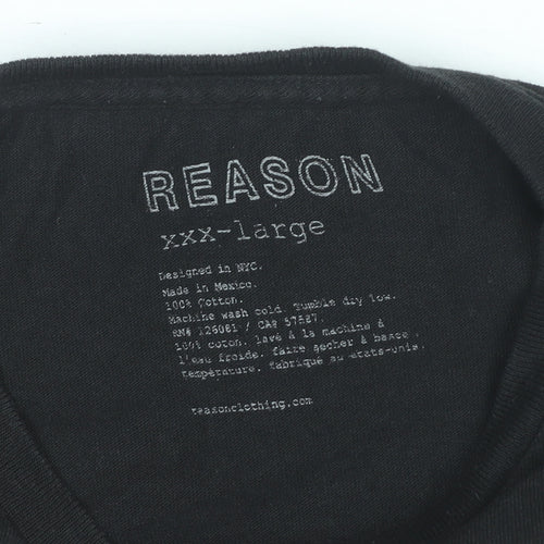 Reason Unisex Adults Black Graphic Gratitude Print T-Shirt 3XL